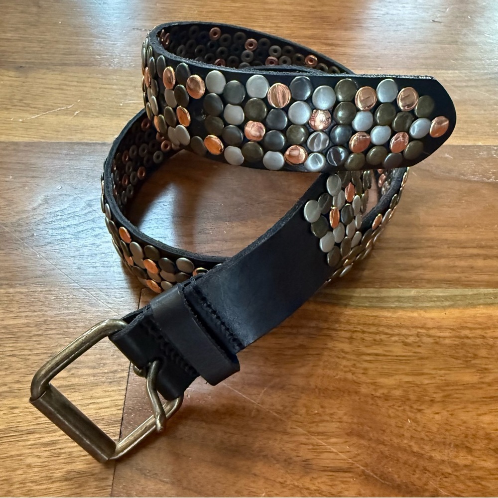 Amsterdam Heritage Black Studded Leather Belt